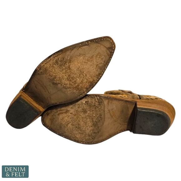 Liberty Black Vintage Canela Studded Leather Boots Brown Distressed Booties - Picture 15 of 16